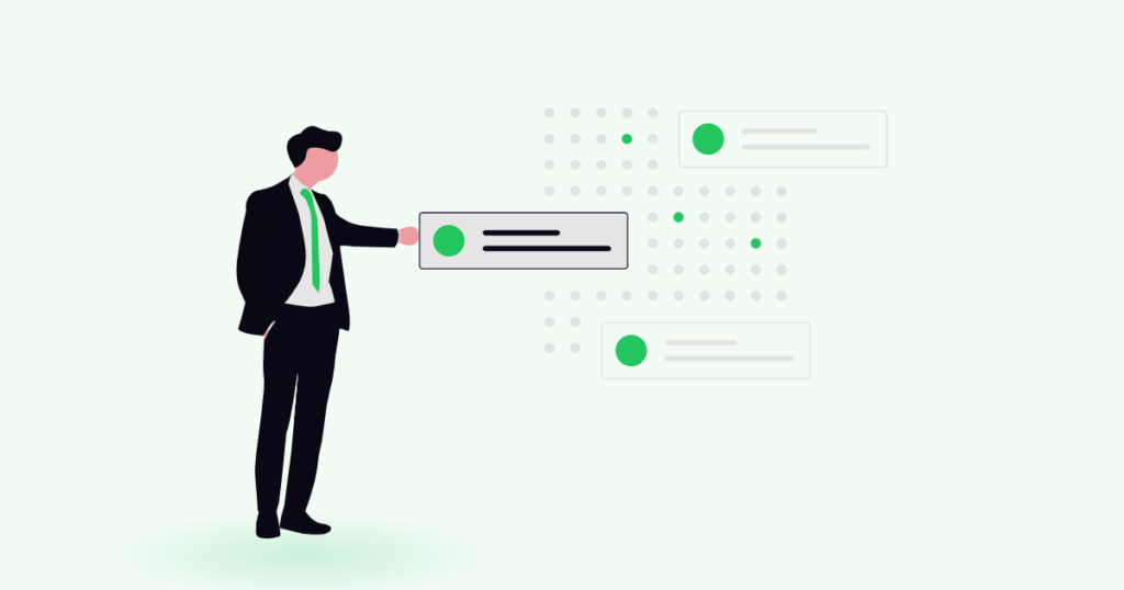 Illustration of a businessman choosing between two options, representing the IUL vs 401k decision