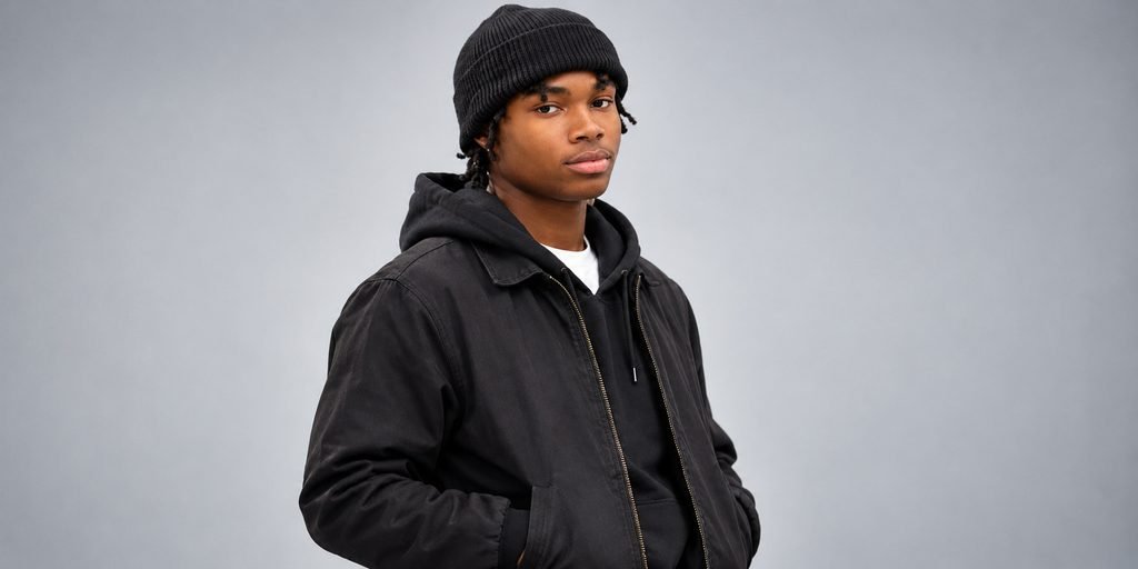 Kanel Joseph wearing a black beanie and jacket