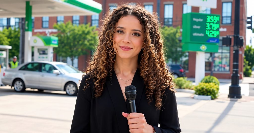 Madison Alworth reporting outdoors with a microphone