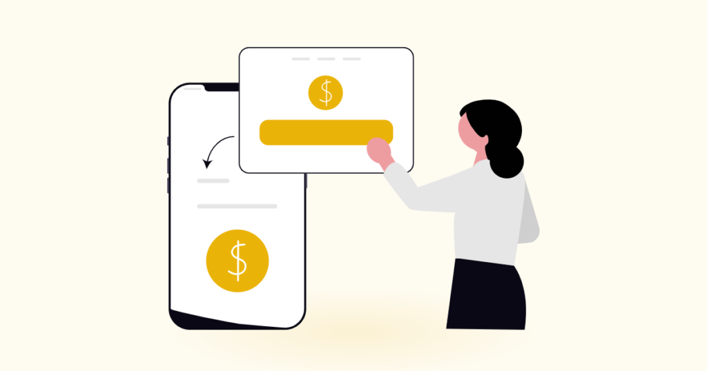 Chattel Loan Calculator: woman using a payment screen to work out chattel loan rates and monthly payments